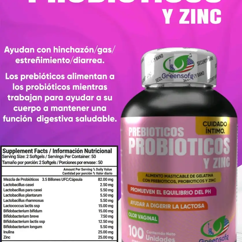 Cápsulas de suplemento Prebióticos Probiotico y Zinc - Vaginales - 100u (2 al día)'s photo #3