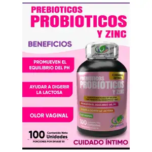 Cápsulas de suplemento Prebióticos Probiotico y Zinc - Vaginales - 100u (2 al día) miniatura 3